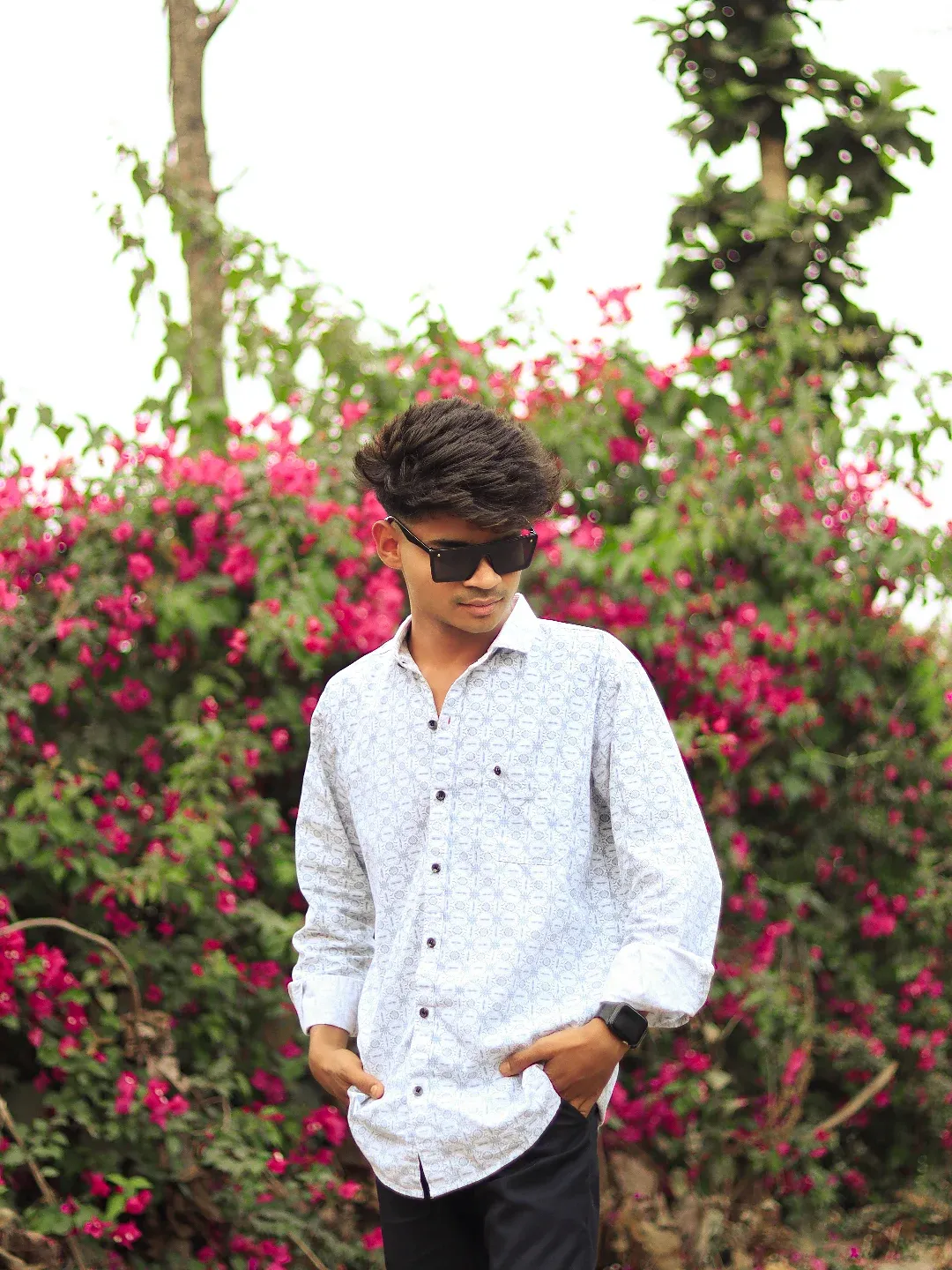 Serene expression by the riverside