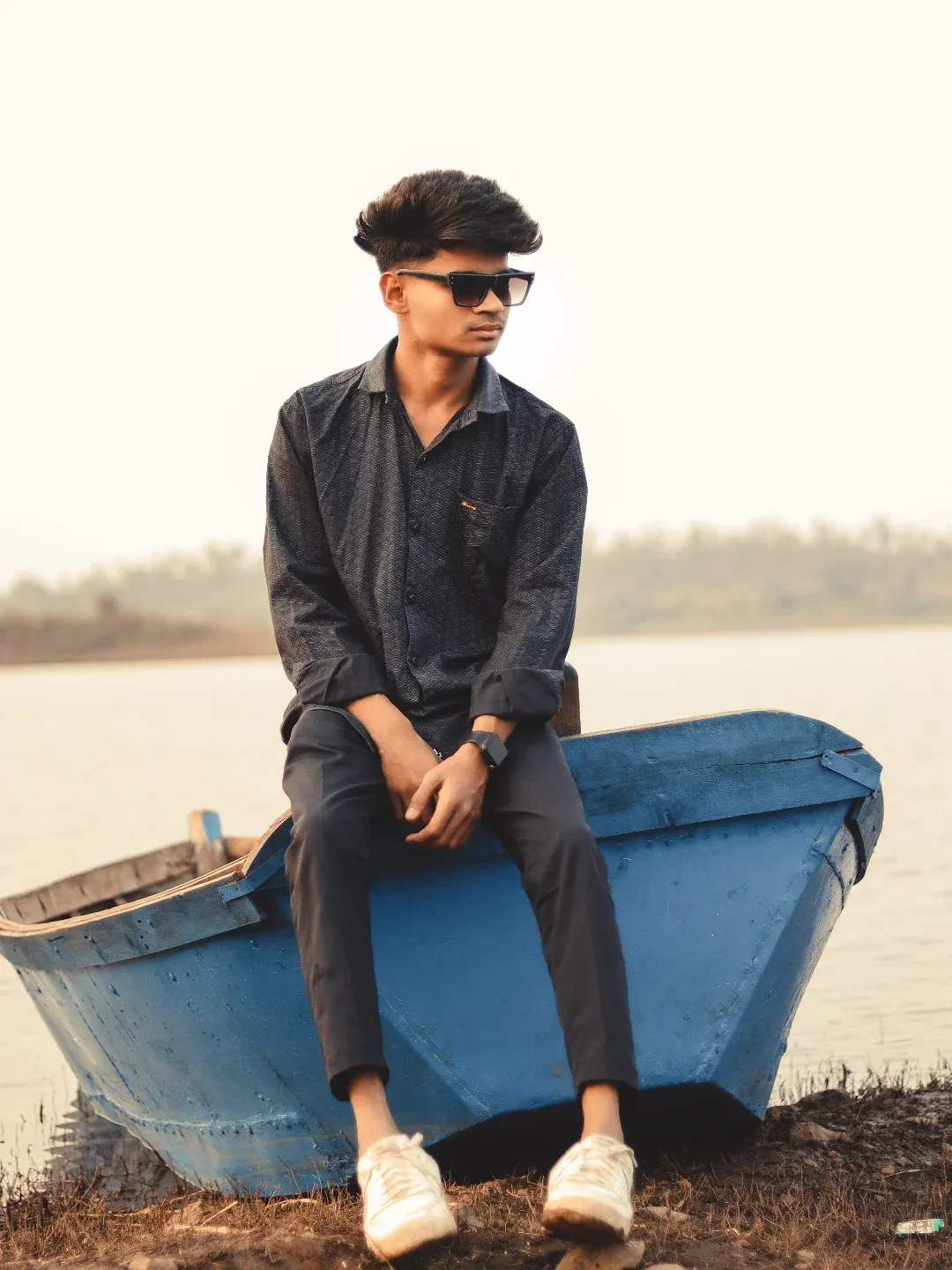 Minimalist white background portrait