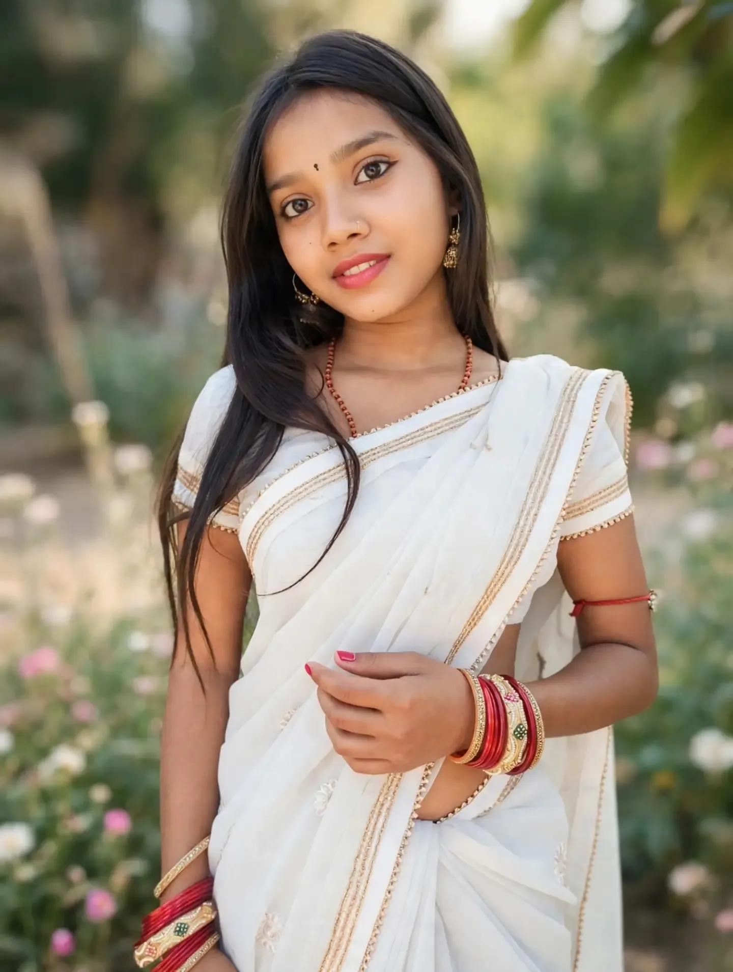 Anupama full length portrait in a stylish black ethnic dress