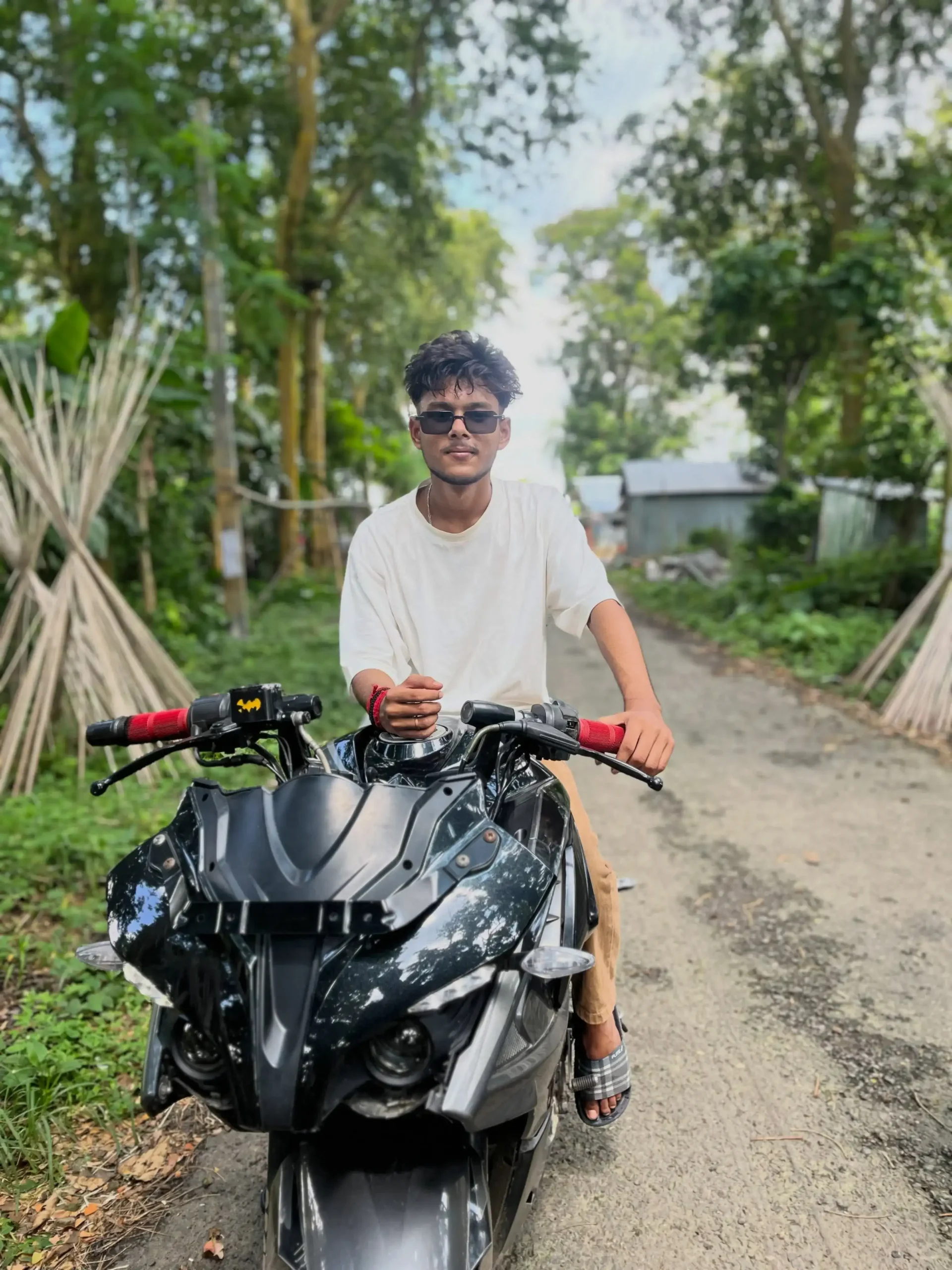 Subham wearing a black outfit